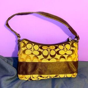 Coach Tan and Brown Signature Shoulder Bag